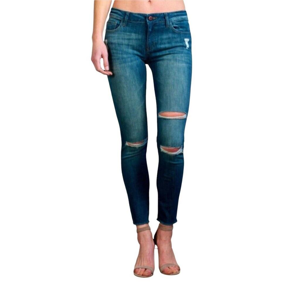 DL1961 Women's Size 27 Margaux Instasculpt Ankle Skinny Jeans Distressed Raw Hem